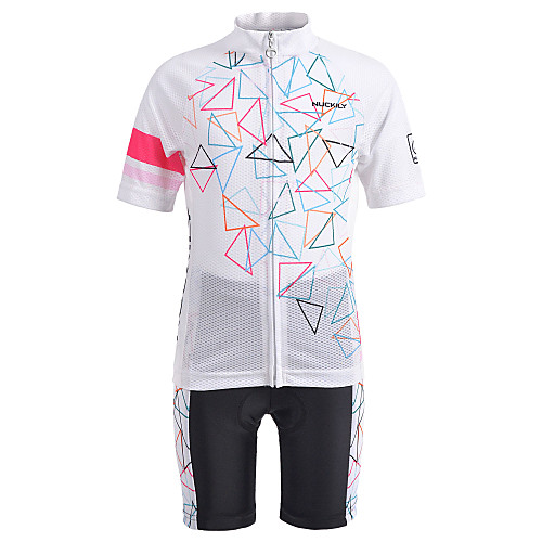 

Nuckily Boys' Girls' Short Sleeve Cycling Jersey with Shorts - Kid's White Bike Clothing Suit Breathable Moisture Wicking Quick Dry Sports Spandex Chinlon Mountain Bike MTB Clothing Apparel