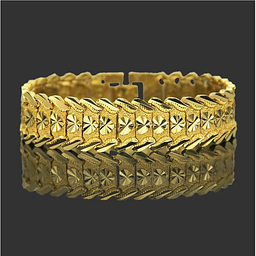 

Men's Chain Bracelet Wide Bangle Classic Heart Precious Stylish Trendy Brass Bracelet Jewelry Gold For Daily Work / Gold Plated
