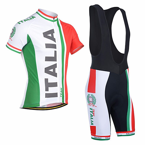 

21Grams Men's Short Sleeve Cycling Jersey with Bib Shorts Red and White Italy National Flag Bike Clothing Suit Breathable Quick Dry Moisture Wicking Anatomic Design Sports Italy Mountain Bike MTB