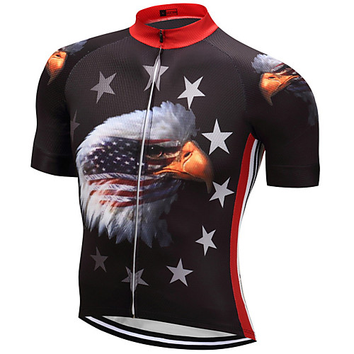 

21Grams American / USA Eagle National Flag Men's Short Sleeve Cycling Jersey - RedBlue Bike Top Breathable Moisture Wicking Quick Dry Sports Terylene Mountain Bike MTB Road Bike Cycling Clothing