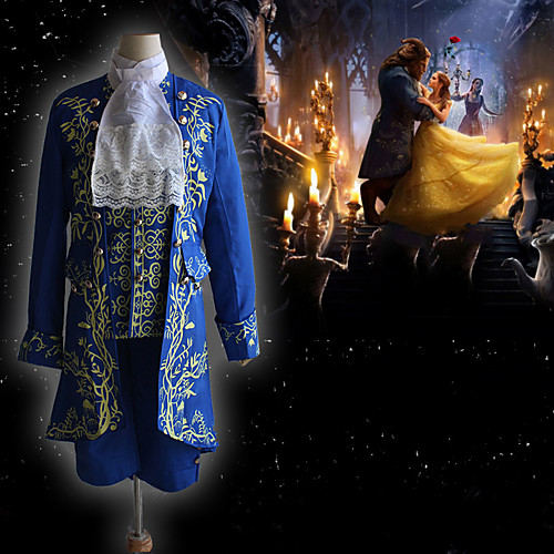 

Prince The Beast and Beauty Aristocrat Outlander Vintage Inspired Medieval Outfits Masquerade Men's Costume Blue Vintage Cosplay Party Halloween Long Sleeve / Coat / Vest / Shirt / Pants / Collar