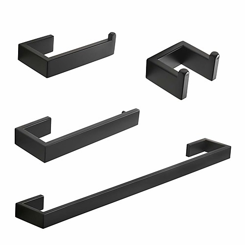

Luxurious 304 Stainless Steel Brushed Black Silver Bathroom Accessories Set Towel Bar Robe Hook Paper Holder Q8-5