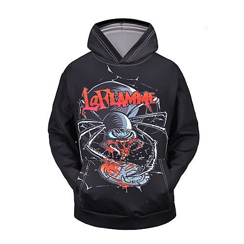 

Men's Pullover Hoodie Sweatshirt Print 3D Character Holiday Going out 3D Print 3D Print Hoodies Sweatshirts Black