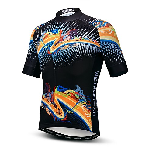 

21Grams Men's Short Sleeve Cycling Jersey Elastane Lycra Polyester Black Novelty Bike Jersey Top Mountain Bike MTB Road Bike Cycling Breathable Quick Dry Moisture Wicking Sports Clothing Apparel