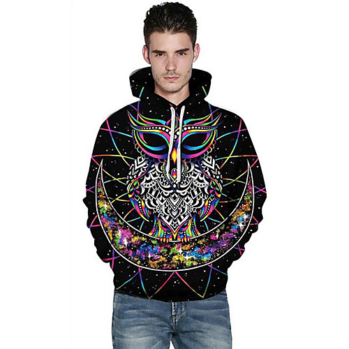 

Men's Plus Size Hoodie Color Block 3D Hooded Casual Streetwear Hoodies Sweatshirts Rainbow