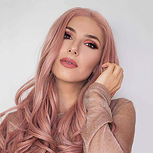 

Synthetic Lace Front Wig Wavy Middle Part Lace Front Wig Pink Long Orange Synthetic Hair 18-26 inch Women's Adjustable Heat Resistant Party Pink