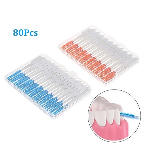 

80Pcs Dental Floss Interdental Brush Teeth Sticks Soft Silicone Oral Cleaning
