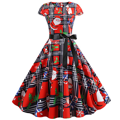 

Santa Claus Christmas Dress Women's Adults' Leisure Christmas Christmas Polyester Dress