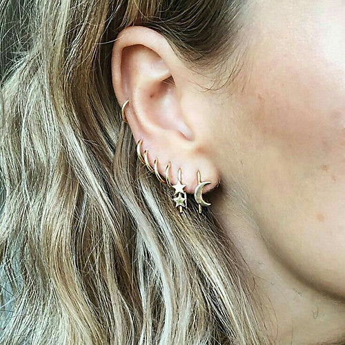 

Women's Stud Earrings Hoop Earrings Clip on Earring Vintage Style Moon Star Vintage Bohemian Ethnic Fashion Gold Plated Earrings Jewelry Gold For Graduation Daily Carnival Holiday Club 7pcs
