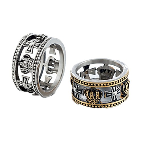 

Men's Band Ring Ring 1pc Gold Silver Titanium Steel Circular Vintage Basic Fashion Daily Jewelry Cross Cool