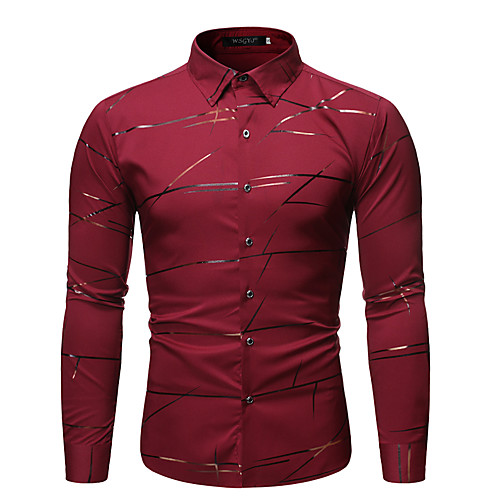 

Men's Geometric Shirt Boho Daily Going out Classic Collar Black / Red / Navy Blue / Long Sleeve