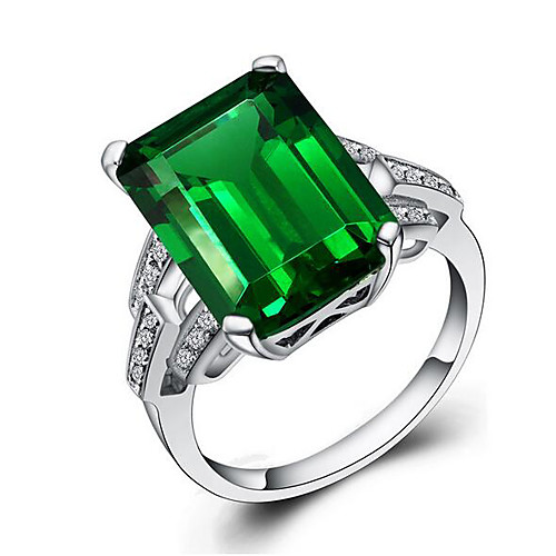 

Women's Ring 1pc Green Copper Platinum Plated Square Unique Design Fashion Party Daily Jewelry 3D Cute Cool Lovely