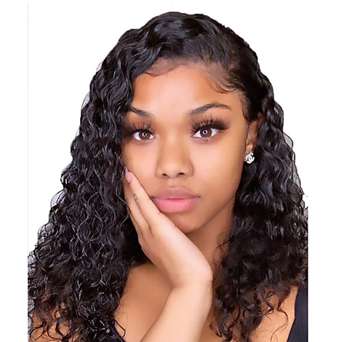 

Human Hair Lace Front Wig Free Part style Brazilian Hair Wavy Black Wig 130% Density with Baby Hair Natural Hairline For Black Women 100% Virgin 100% Hand Tied Women's Long Human Hair Lace Wig