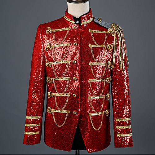 

Prince Aristocrat Vintage Medieval Coat Masquerade Men's Sequins Sequin Costume White / Black / Red Vintage Cosplay Party Halloween Long Sleeve