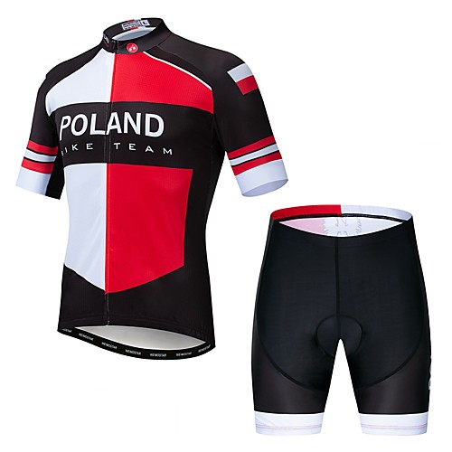 

21Grams Poland National Flag Men's Short Sleeve Cycling Jersey with Shorts - Red / White Bike Clothing Suit Breathable Quick Dry Sports Elastane Terylene Mountain Bike MTB Road Bike Cycling Clothing