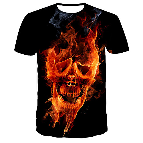 

Men's Skull Print T-shirt Street chic Punk & Gothic Daily Club Round Neck Black / Short Sleeve