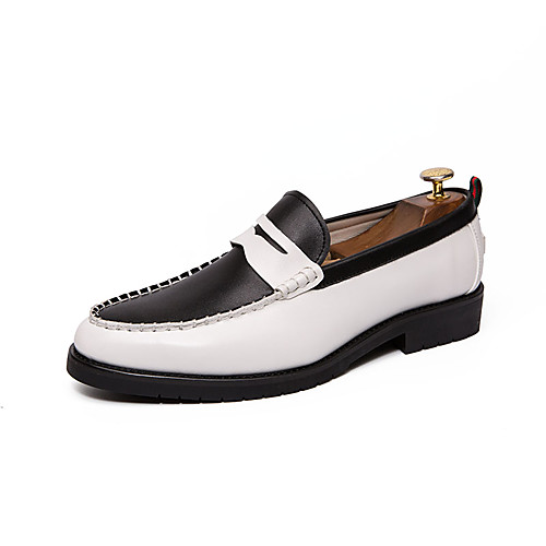 

Men's Leather Shoes Nappa Leather Spring & Summer Loafers & Slip-Ons Black / Black and White / Black / White