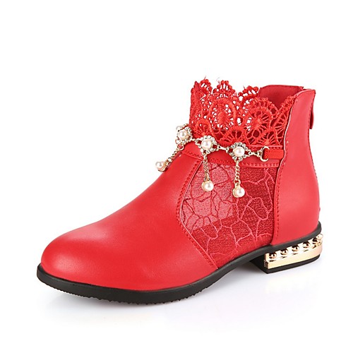 

Girls' Flower Girl Shoes PU Boots Little Kids(4-7ys) White / Black / Red Summer / Mid-Calf Boots