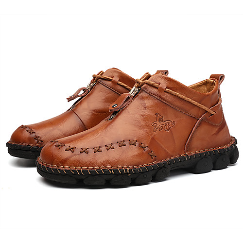 

Men's Leather Shoes Cowhide Spring & Summer Casual Boots Breathable Black / Light Brown
