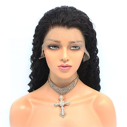 

Remy Human Hair Lace Front Wig style Brazilian Hair Deep Wave Black Wig 150% Density Women's Medium Length Human Hair Lace Wig beikashang