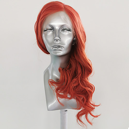 

Synthetic Lace Front Wig Wavy Loose Wave Free Part Lace Front Wig Long Orange Synthetic Hair 18-26 inch Women's Women Synthetic Red