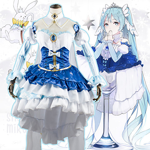 

Inspired by Vocaloid Snow Miku 2018 Anime Cosplay Costumes Japanese Cosplay Suits Dress Shawl Socks For Women's / Headwear / Headwear