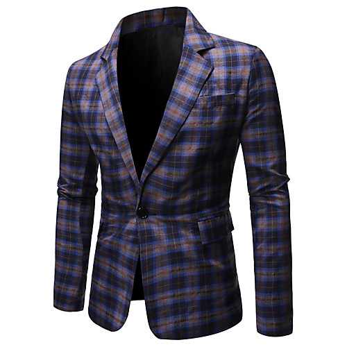 

Blue / Red Regular Fit Polyester Men's Suit - Shawl Lapel