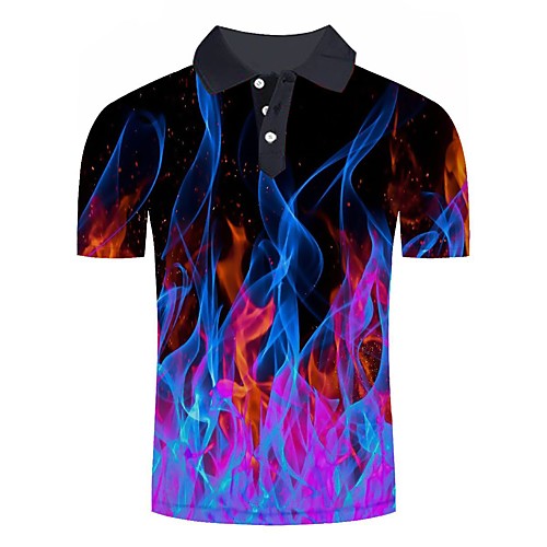 

Men's Polo Graphic 3D Plus Size Print Short Sleeve Daily Tops Basic Streetwear Rainbow