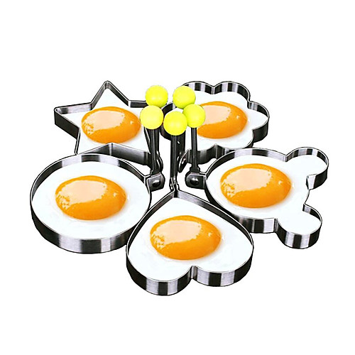 

5pcs Stainless Steel Cute Shaped Fried Egg Mold Pancake Rings Mold Kitchen Tool