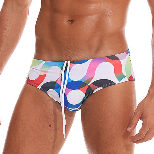 

Men's Sporty Basic White Briefs One-piece Swimwear Swimsuit - Geometric Print M L XL White