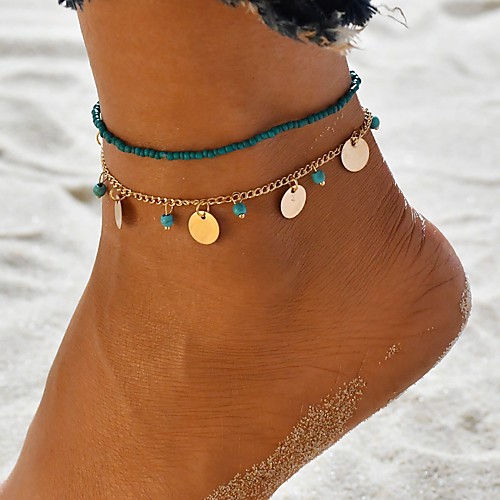 

Ankle Bracelet Women's Body Jewelry For Daily Carnival Shell Alloy Gold 2pcs