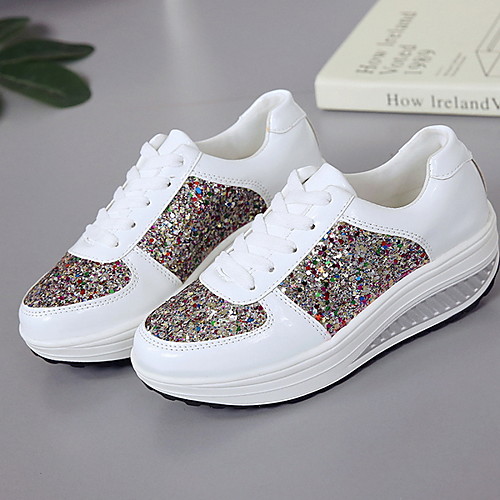 

Women's Sneakers Flat Heel Round Toe Synthetics Running Shoes Summer White / Gold / Silver