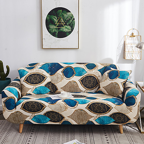 

Sofa Cover Ancient Rhyme Blue Printed Polyester Slipcovers