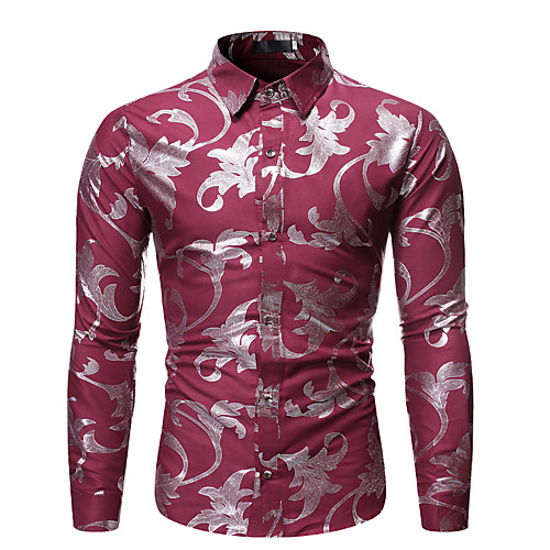 

Men's Shirt Graphic Long Sleeve Daily Tops Black Red Navy Blue