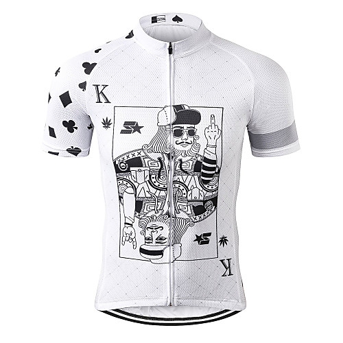 

21Grams Poker Men's Short Sleeve Cycling Jersey - BlackWhite Bike Jersey Top Breathable Quick Dry Moisture Wicking Sports Terylene Mountain Bike MTB Road Bike Cycling Clothing Apparel / Athleisure