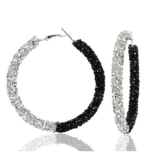 

Women's Gold Black Green Hoop Earrings Earrings Geometrical Donuts Korean Sweet Fashion Cute Colorful Imitation Diamond Earrings Jewelry Black / Gold / Black / Silver / Green For Party Daily Street
