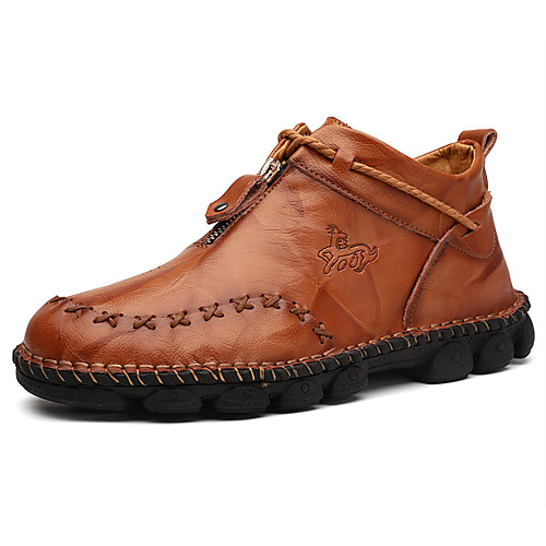

Men's Spring & Summer / Fall & Winter Classic / British Daily Outdoor Boots Cowhide Warm Non-slipping Shock Absorbing Booties / Ankle Boots Black / Brown