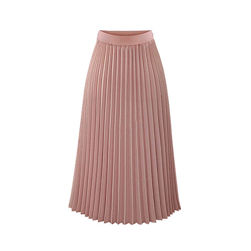 

Women's Basic Skirts Solid Colored Pleated Chiffon White Black Blushing Pink / Loose