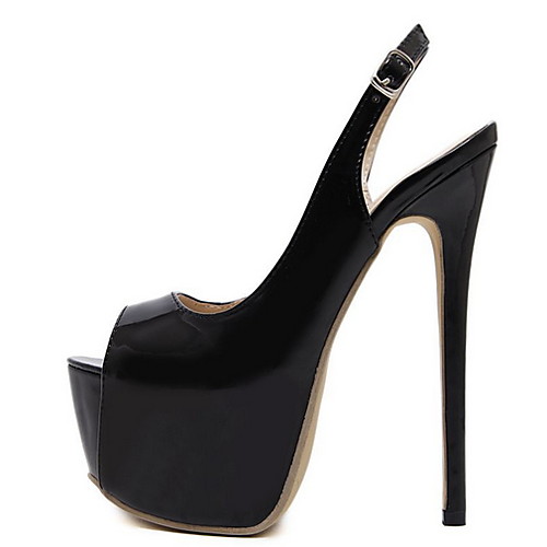 

Women's Sandals Stiletto Heel Peep Toe PU Summer Black