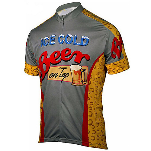 

21Grams Men's Short Sleeve Cycling Jersey BrownGray Retro Oktoberfest Beer Bike Top Mountain Bike MTB Road Bike Cycling UV Resistant Breathable Quick Dry Sports Clothing Apparel / Micro-elastic