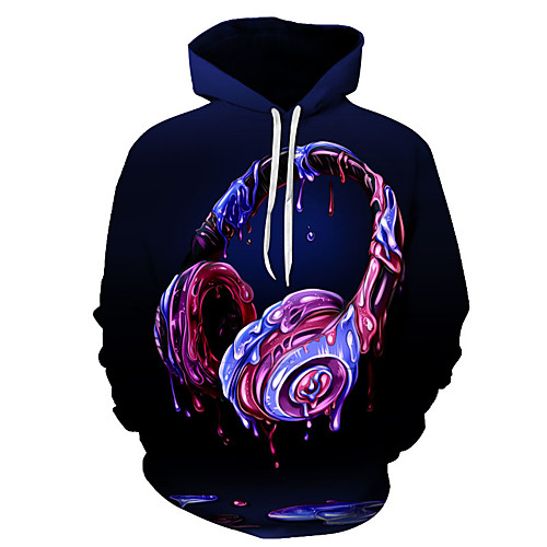 

Men's Plus Size Hoodie Geometric 3D Hooded Casual Streetwear Hoodies Sweatshirts Rainbow