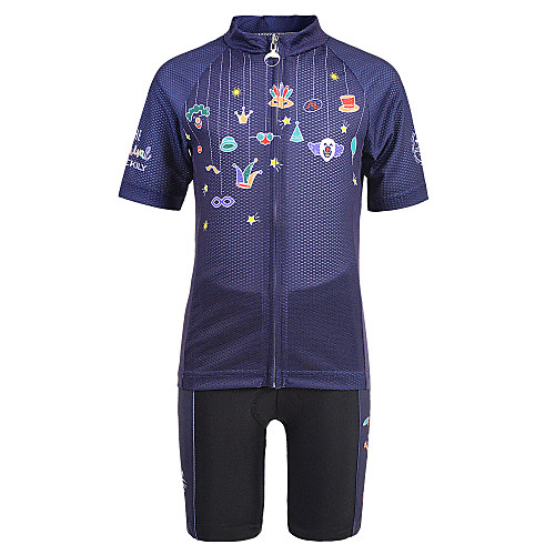 

Nuckily Novelty Funny Clown Boys' Girls' Short Sleeve Cycling Jersey with Shorts - Kid's Dark Navy Bike Clothing Suit Breathable Moisture Wicking Quick Dry Sports Spandex Chinlon Mountain Bike MTB