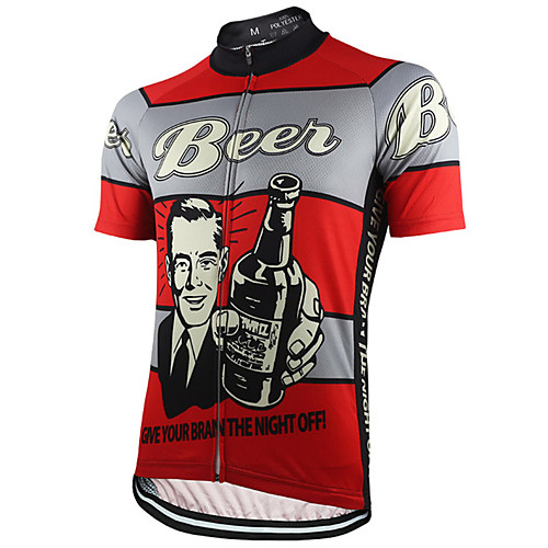 

21Grams Men's Short Sleeve Cycling Jersey Jacinth Gray Oktoberfest Beer Bike Top Mountain Bike MTB Road Bike Cycling UV Resistant Breathable Quick Dry Sports Clothing Apparel / Micro-elastic