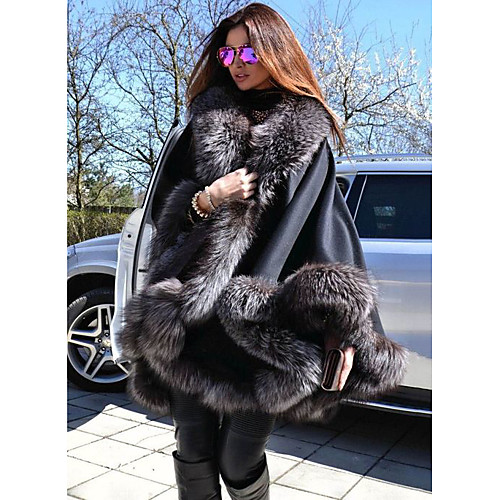 

Long Sleeve Coats / Jackets Faux Fur / Polyester Taffeta Wedding Women's Wrap With Fur