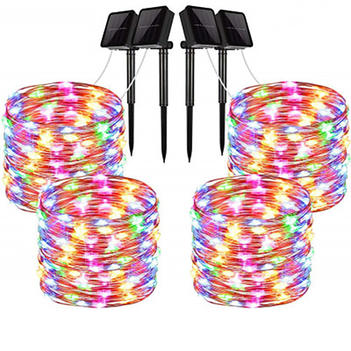 

20m String Lights 200 LEDs 1Set Mounting Bracket 4pcs Warm White RGB White Waterproof Solar Creative Solar Powered Cuttable