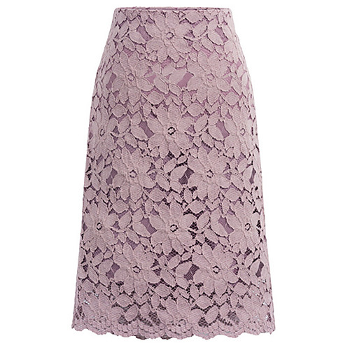 

Women's Basic Plus Size A Line Skirts - Geometric Lace Black Purple Blue M L XL