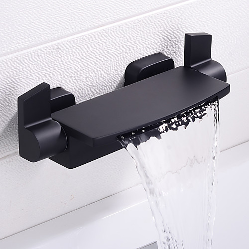 

Bathroom Sink Faucet - Waterfall Chrome / Painted Finishes / Black Wall Installation Two Handles Two HolesBath Taps