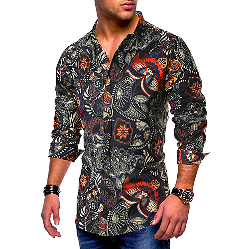 

Men's Graphic Print Shirt Basic Daily Black / Long Sleeve