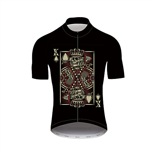 

21Grams Skull Poker Men's Short Sleeve Cycling Jersey - Black Bike Jersey Top Breathable Quick Dry Moisture Wicking Sports Nylon Polyster Mountain Bike MTB Road Bike Cycling Clothing Apparel