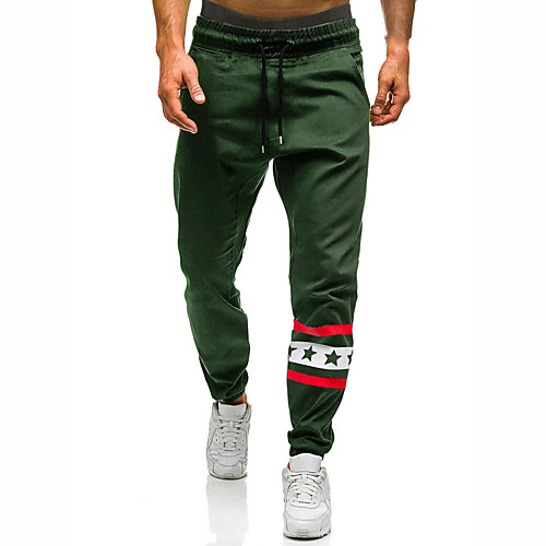 

Men's Basic Loose Daily Going out Sweatpants Pants Solid Colored Full Length Drawstring Black Army Green Khaki / Fall / Winter